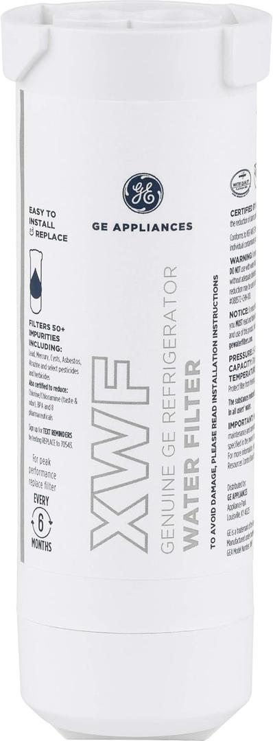 GE XWF Refrigerator Water Filter | Certified to Reduce Lead, Sulfer, and 50+ Other Impurities | Replace Every 6 Months for Best Results | Pack of 1