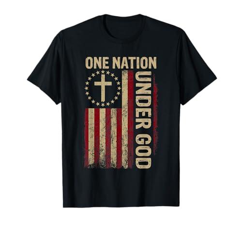 One Nation Under God Flag 4th Of July Patriotic Christian T-Shirt, S