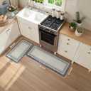 KIMODE Anti Fatigue Kitchen Mat 2PCS Non-Skid Waterproof Kitchen Rugs Farmhouse Kitchen Mat for Floor Laundry Room Rug,Cushioned Comfort Foam Standing Mat for Office Sink Desk Blue and Gray Home Decor