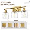 zeyu 34.8'' Gold Bathroom Wall Light, 5 Light Bathroom Vanity Light for Mirror Living Room, Brushed Gold Finish with Clear Hammered Glass, ZJF63B-5W BG