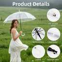 30 Pack Clear Umbrella Wedding, Auto Open Transparent Stick Umbrella with White J Hook Handle, Windproof Waterproof Large Canopy Umbrella for Bride Groom Photography Golf Outdoor Events