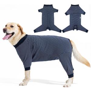 LIANZIMAU Dog Surgery Recovery Suit Full Body Alternative to Cone with Leg Sleeves Comfortable Spay Neuter Suit for Female Male Dogs Postoperative Protective Pet Clothes (Small, Blue Stripes)