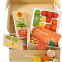 Tiny Land Montessori Toy Set for Babies 18-24 Months Investigator Play Kit- 4-in-1 Wooden Learning Toys with Color Sorting, Lacing Beads, Shape Matching, and Seasons Puzzles