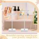 Kigeli 6 Pack Metal T Bar Earring Display Stand Retail Earring Display Holder Detachable Metal Earring Display Storage Rack Jewelry Photography Prop, Square Base, Height 4.3" and 5.1" (Silver)
