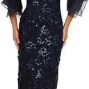 Adrianna Papell, Sequin Lace Combo Column Gown, Airy Aqua, Size 10
