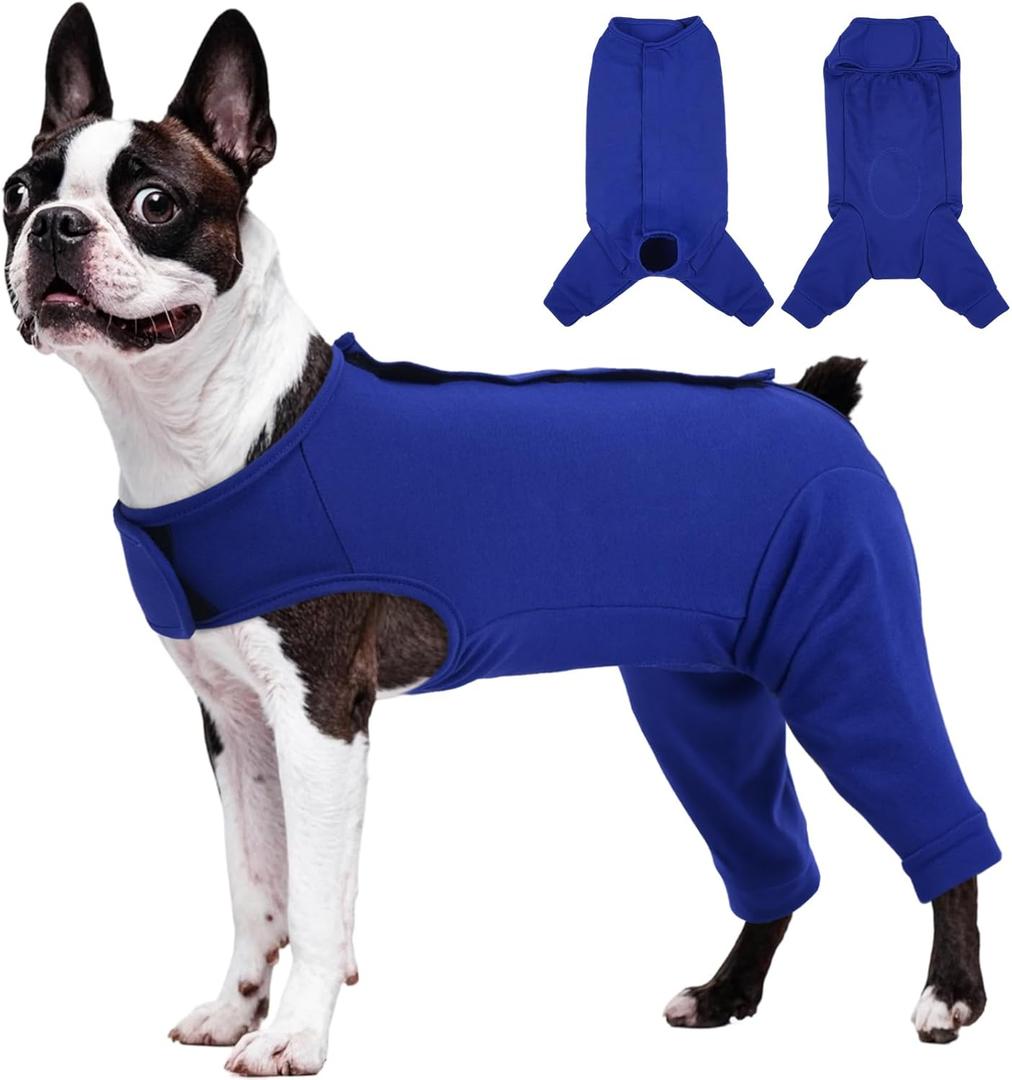 Kuoser Dog Surgery Suit for Back Legs, Dog Rear Leg Sleeve to Stop Licking, Female Spay Recovery Suit for Dogs After Surgery, Pet Puppy Surgical Onesie for Abdomen Wounds Skin Disease (Medium, Blue)