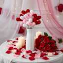 12 Pcs Valentine's Day Hearts Ornaments Crochet Heart Flowers Tree Decorations Galentine Tree Picks Knitted Heart Stems Bouquet Handmade Red Pink White Hearts for Valentine Bowl Vase Filler Gifts