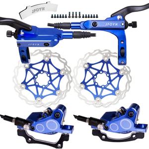 JFOYH 4-Piston MTB Hydraulic Brake Set with 160mm Floating Disc Rotors, Front and Rear Hydraulic Disc Brake Kit For MTB(Pre-bled, Included Original Pads)
