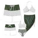 PATPAT Family Matching Summer Swimsuits: Father and Son Matching Swim Trunks Striped Print Matching Bathing Suits - Green Striped, Men, M