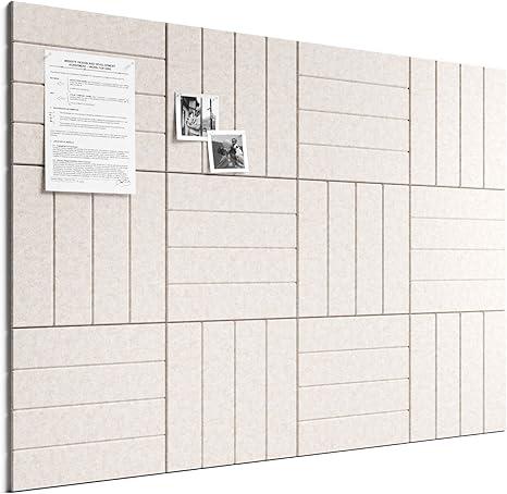 Bumusty Large Cork Board Alternative48 x 36" Felt Bulletin Board Tiles, with 30 Pushpins, 70 Adhesive Tabs, FineStripe 12Pack, Cork Boards for Office Push Pin Board Felt BoardOatmeal
