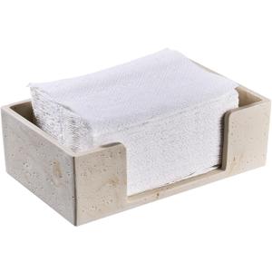Natural Travertine Textures Bathroom Napkin Holder, Countertop Paper Towel Dispenser for Multifold, C Fold, Trifold, Z Fold - Disposable Hand Towels Organizer, Guest Hand Towels Holder, 10" L x 6" W