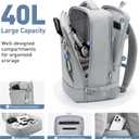 SHOWKOO Laptop Backpack for 17 Inch Laptop, 40L Expandable Large Capacity Backpack, TSA Carry On Travel Backpack with Padded Laptop Compartment, Water-Resistant College & Commuter Bag,Gray
