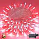 JMEXSUSS Connectable Red and White Christmas Lights, 8 Modes 100 LED Twinkle String Lights Indoor, Clear Wire Plug-in Christmas String Lights Outdoor Waterproof
