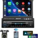 Naifay Single Din Touchscreen Car Stereo with Carplay & Android Auto, 7inch Flip Out Screen Car Stereo with Bluetooth Car Audio Receivers, Backup Camera, FM Radio/Mirror Link/USB/AUX/TF/Subwoofer