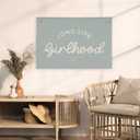 Cute Blue Coastal Girls Room Decor,Beach Room Decor Long Live Girlhood Sea Shells Linen Hanging Banner Flag for Nursery Playroom Wall,Toddler Decorations Trendy 30x20,girlroom