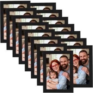 Giftgarden 4x6 Picture Frames Set of 15, Black Wooden Photo Frame for Wall or Tabletop Display, Engineered Wood with Shatter-Resistant Plexiglass
