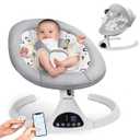 Electric Baby Swings for Infants to Toddler Baby Swing with 5-Speed 3-Seat Positions 5-Point Carabiner, with Bluetooth Music 10-Preset Melodies S0008