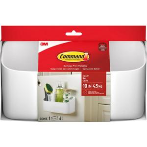 Command 10 Lb Large Organizing Caddy with 4 Command Strips, 9.91" x 3.38" x 5.15", Heavyweight Damage-Free Hanging for Organizing Cleaning Supplies, Closet, and Pantry, White