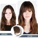 BARSDAR Medium Brown Clip in Bangs Real Human Hair - 100% Human Hair Clip in Bangs for Women - Medium Brown Wispy Bang Extensions Real Hair Fringe with Temples Hairpieces
