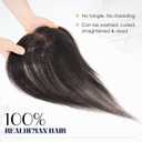 MY-LADY Human Hair Toppers for Women Real Human Hair with Side Bangs Hand-Tied Thin Light Weight 9 * 12CM Lace Base Clip in Remy Hairpieces 11 Inch Natural Black