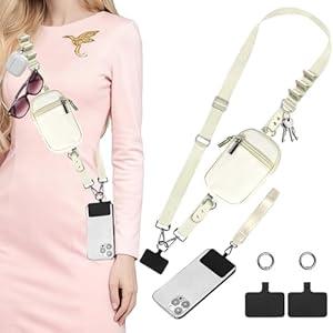 UABUITGLS Clip and Go Strap for Phone with Wallet Crossbody Phone Lanyard, Adjustable and Detachable RFID Wristlet Wallet with Tethers for Phone/ Keys/ Cards/ Travel Essential