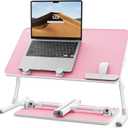 SAIJI Height & Angle Adjustable Laptop Stand for Bed, Lap Desk Bed Tray Table, Light Weight Foldable Portable Laptop Table for Couch Sofa Chair Floor Desk for Adults, Kids (Pink) (20.5 x 11.8 In)