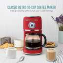 Nostalgia Classic Retro 10 Cup Coffee Maker - One-Touch Drip Brew, Reusable Filter - Anti-Drip, Auto Shutoff, & Time Display - Dishwasher Safe 50 oz Carafe - Red