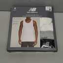 New Balance Men's Cotton Performance Rib Tank Top (Pack of 4) (Large, White/Light Heather Grey/Black/White)