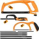 BEETRO Hacksaw Frame Set, 12’’ 10'' hacksaw and 6’’ Mini Hand Saw, Including Six Extra Flexible Blades, Cutting Tool for Metal, Wood, PVC Pipe