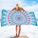 Bonsai Tree Mandala Beach Towel, Indian Hippie Boho Microfiber Bath Towel for Women, Bohemian Blue Sand Free Quick Dry Travel Towels Gifts for Yoga Sports Adults 30" x 60" (30"x60", Mandala 1)