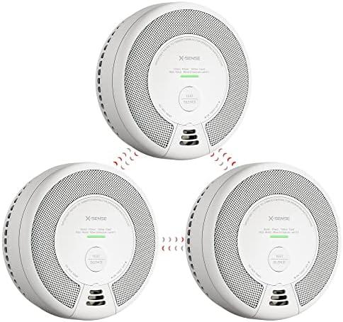 X-Sense Wireless Interconnected Combination Smoke and Carbon Monoxide Detector, 10-Year Battery Powered Fire and CO Alarm, SC06-W, 3-Pack, White