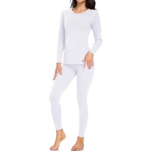wirarpa Women's Cotton Thermal Underwear Set Lightweight Long Johns Base Layer Pajama Set for Women Top Bottom (Large, White)