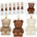 50 Pcs Bear Baby Shower Candle Favors for Guest Bear Party Favors Baby Shower Candles Bulk for Gifts Party Decorations (Light Brown, Brown, White)