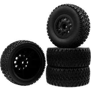 4PCS 1/10 Short Course Truck Tires & Wheels Plastic Rims OD109mm Compatible with Traxxas Slash 2WD/4WD Losi Tenacity HPI Redcat Blackout Tamiya Kyosho 1/10 RC Short Course Truck,10-Holes