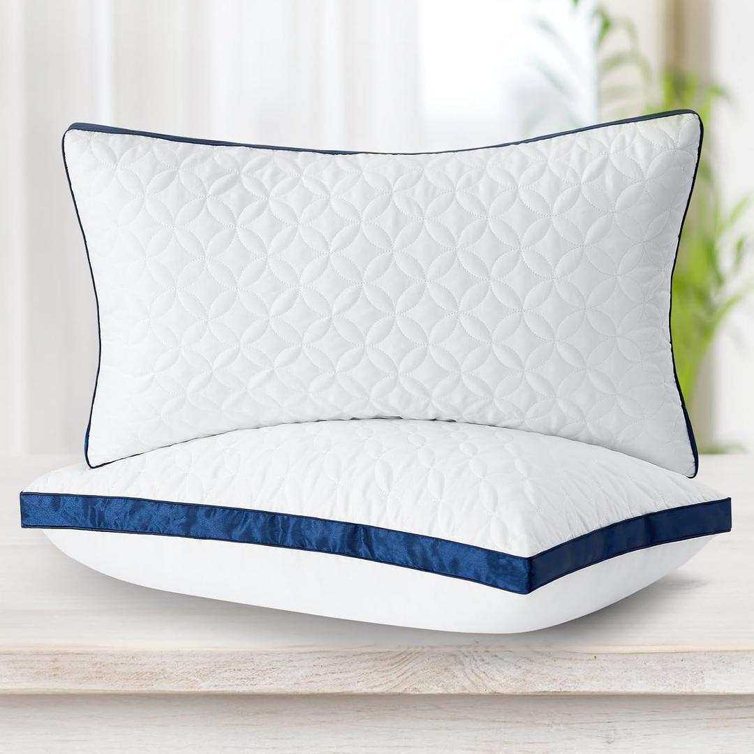King Size Pillows Set of 2 Cooling Hotel Luxury Bed Pillows for Sleeping 2 Pack, Supportive Breathable Down Alternative Gusseted Pillow for Side Stomach or Back Sleepers
