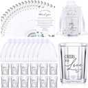 Sliner 50 Set Wedding Favors for Guests Bulk 2oz Acrylic Cheers to Love Shot Glasses with Thank You Cards Organza Bags for Guest Souvenirs Wedding Gifts Newlyweds Bridal Shower Party (Cylinder)