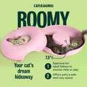 Cattasaurus Peekaboo Cat Cave Donut for Multiple & Large Cats up to 30-45 lbs, 3-in-1 Self Warming Cat Bed, Tunnel & Scratcher for Indoor Cats, Washable & Detachable Small Dog Bed (Pink, Large)