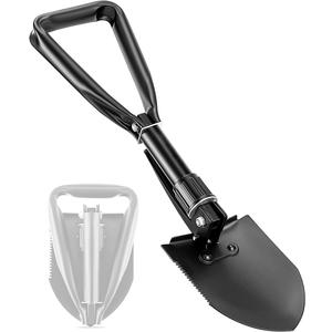Camping Shovel, 18.5'' Digging Shovel Portable Ergonomic High Carbon Steel Folding Shovel for All Occasions Outdoor Camping Hiking Garden Emergency (Black/Silver)