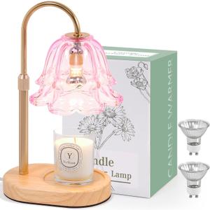 Flower Candle Warmer Lamp with Timer - Dimmable Electric Candle Warming Lamps, Adjustable Wax Melter Wamers Light for Jar Candles, Birthday Gifts for Women, Christmas New Home Decor