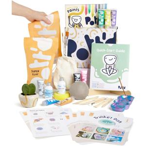 Pott'd Air Dry Clay for Adults. Beginners Home Pottery Kit for Adults. DIY Craft Kit for Adult. Kit Includes: Air-Dry Clay for Adult, Tools, Paints, Brushes, Sealant, How-to-Guides