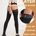 MERYLURE Warm Thick Thigh High Socks, Fleece Lined Stay Up Lace Top Stockings, Winter Tall Long Women Boots Leg Warmers (X-Large-XX-Large, Black)