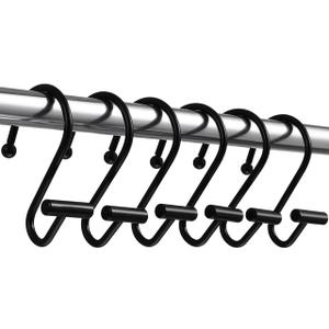 SEWACC 12 Pcs Electroplated S Shape Shower Curtain Hooks Smooth Sliding Rust Resistant Bathroom Curtain Rings 2.75X1.77X0.98 Inch