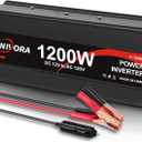 Sunivora 1200 Watt Car Power Inverter 12V DC to 110V/120V AC Converter 2400W Peak, 2 AC Outlets & 2 5V USB 3.0 Ports, Car Plug in Adapter Outlet Supplies Power to Appliances in Truck RV Boat Camping