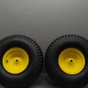 (2-Pack) 20x8.00-8 Rear Tire and Wheel Assemblies - 4 Ply Tubeless Tire Compatible Replacement for Riding Lawn Mowers - 3/4" Borehole, 3.5" Offset Hub and 3/16" Keyway (Yellow)