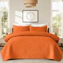 JYHOPE King Size Comforter Set Caramel Orange Summer Quilt Set with 1 Quilt and 2 Pillow Shams, Soft and Lightweight Coverlet for All Seasons, Water and Stain Resistant Bedspread 102X90