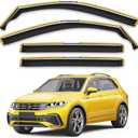 in-Channel Window Rain Guards Fit for Volkswagen Tiguan 2018-2024 Extra Durable Window Deflectors Vent Visors Shades Car Accessories Visors Rain Guards -4 Pcs