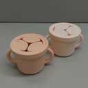 Snack Containers, Silicone Food Grade Silicone Cups, Toddler Snack Container Cups with Handles and Lid for Toddlers (Color 3)