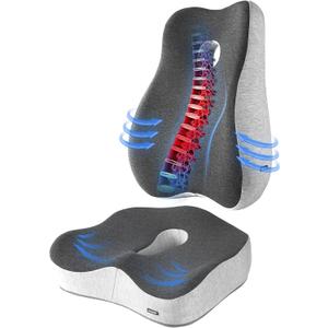 Seat Cushion & Lumbar Support Pillow Set for Office Chair, Back Pain, and Tailbone Discomfort with Lumbar Support Pillow and Seat Cushion - Perfect for Home, Office, and Gaming Chairs Chair Cushion (Light Gray)