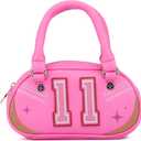 Paris Hilton Mini Varsity Bowler Satchel Hand Bag Purse with Removable Strap Vegan Leather