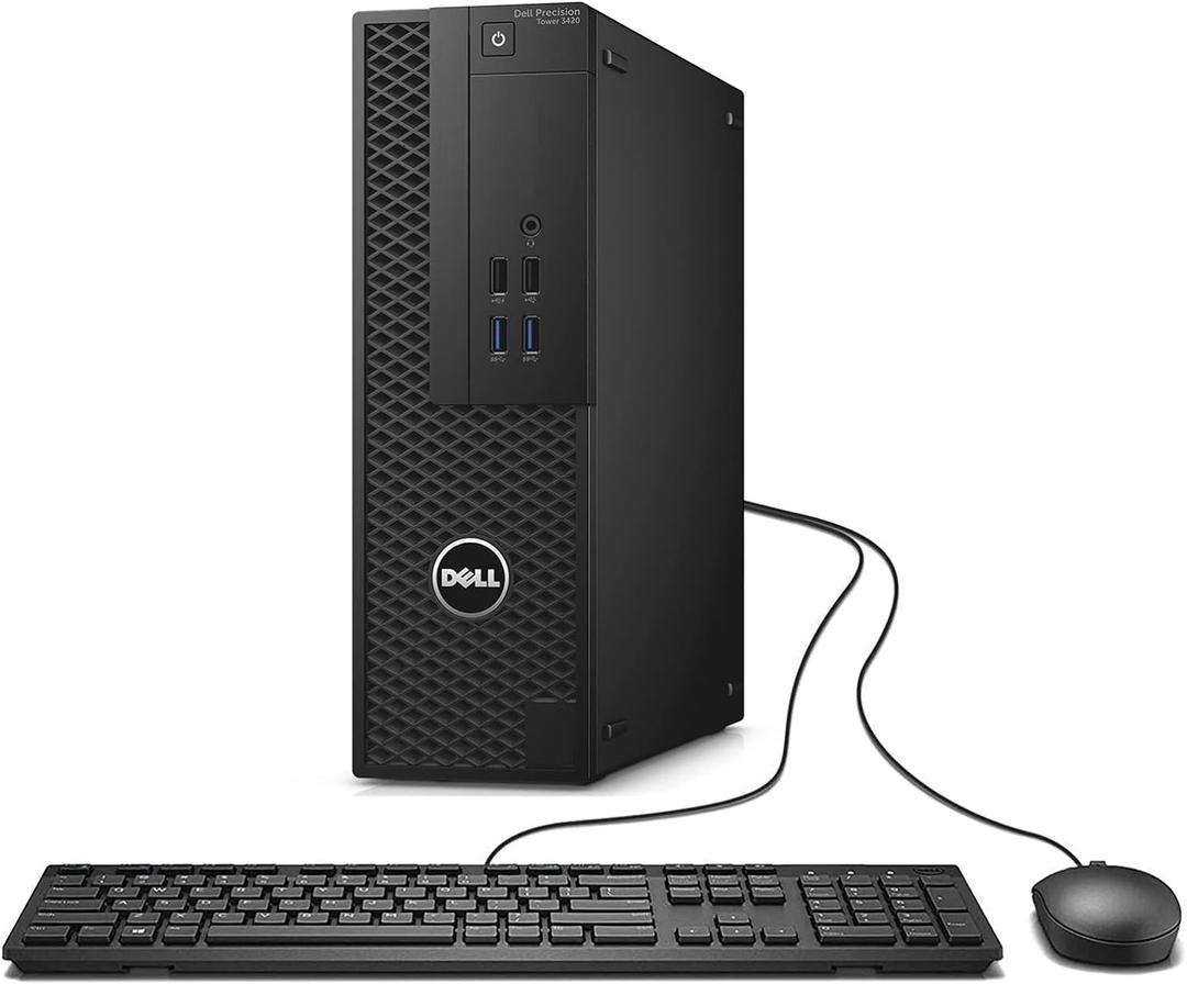 Dell Precision Tower 3420 - SFF Intel Core i5-6600 3.2GHz, 16GB RAM, 512GB Solid State Drive, WiFi, BT, 4K Support, Keyboard & Mouse, Windows 10 Pro 64bit, i5-6600-16-512)